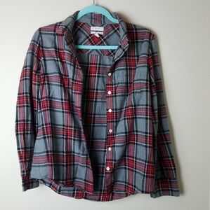 J. Crew 100% Cotton Gray / Red / Black Flannel